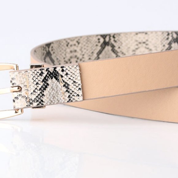 Vegan Leather Khaki Snake Print Belt - Picture 7 of 8